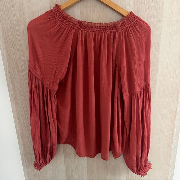 Free People Rust Ruffled Blouse Small - Picture 2 of 3